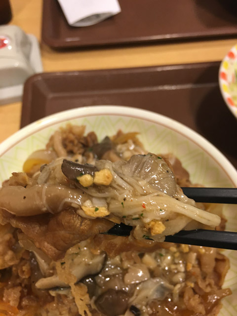 きのこペペロンチーノ牛丼